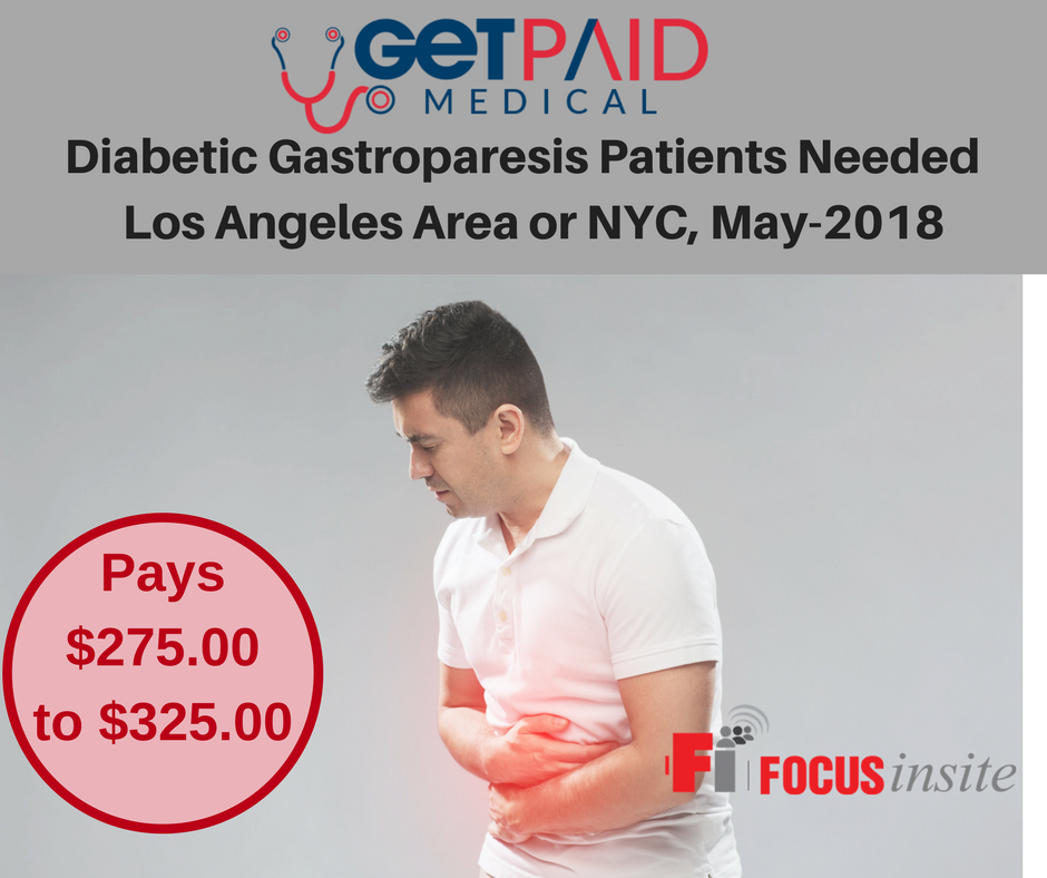 Diabetic Gastroparesis Study-Patients Needed- NYC and Los Angeles Area